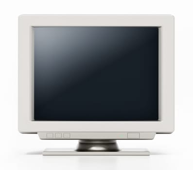 Retro CRT computer monitor isolated on white background. 3D illustration.