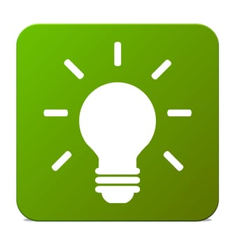 Green isolated Button: Light Bulb or Invention