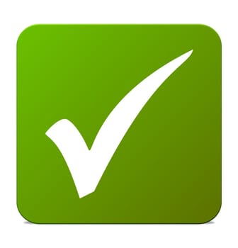 Green isolated Button: Check mark or approval sign