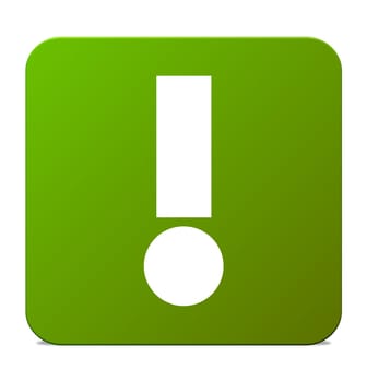 Green isolated Button: Warning, Danger or exclamation mark