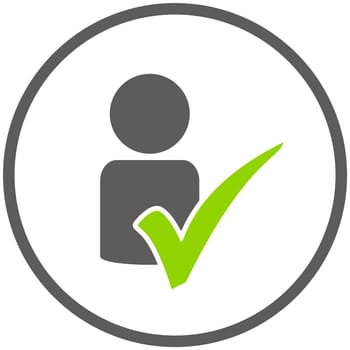 Person with check mark icon in black circle