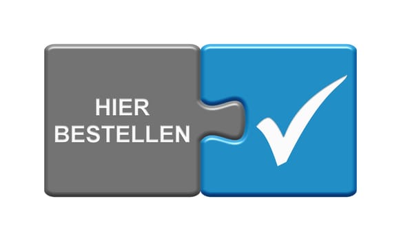 Puzzle Button 3D illustration german: Order here