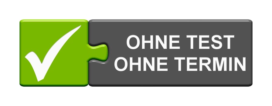 Puzzle Butto: Without Test and Appointment in german language 3D illustration
