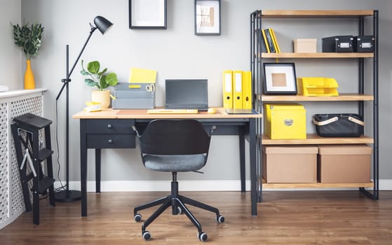 Contemporary view of the office workplace in modern style. Concept of workspace.