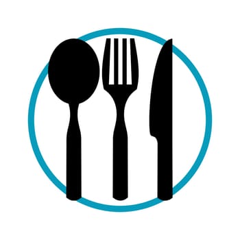 Cutlery symbol in circle: Restaurant or Food