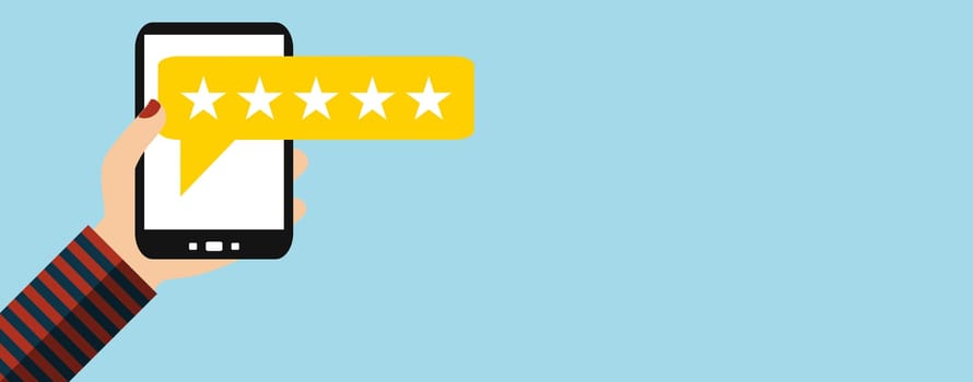 Woman giving top feedback - Flat design banner