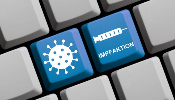 Vaccination day german - Computer keyboard 3D illustration