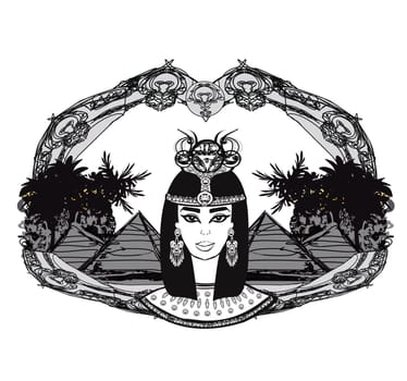 vintage decorative frame with Egyptian queen Cleopatra