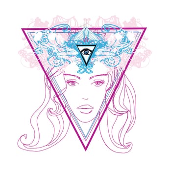 Woman with third eye, psychic supernatural senses