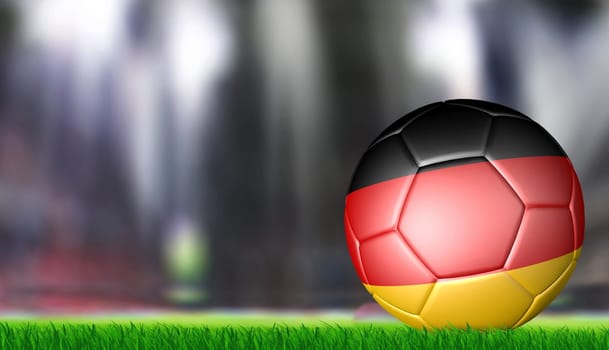 ball with flag of Germany on a bright blurred stadium background