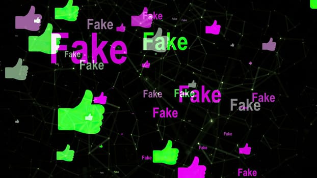 Fake text and like symbol against abstract background