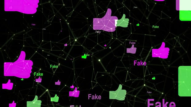 Fake text and like symbol against abstract background