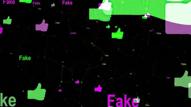 Fake text and like symbol against abstract background