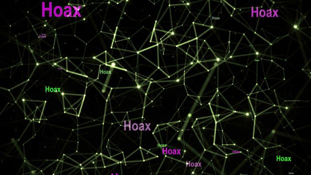 Hoax text against network  background