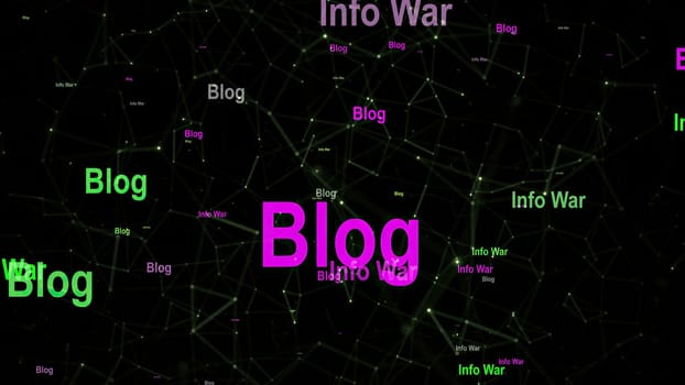 Info war and blog text against network background
