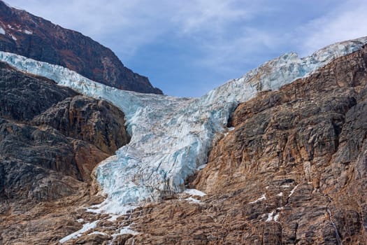 A Hanging Angel Glacier Falling Off the Mountain Slopes of Mount Edith Cavell in the Canadian Rockies in Jasper National park in Alberta