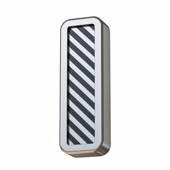 Stainless steel and black stripes font Letter I 3D rendering illustration isolated on white background