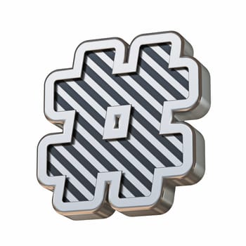 Stainless steel and black stripes font Hashtag sign 3D rendering illustration isolated on white background