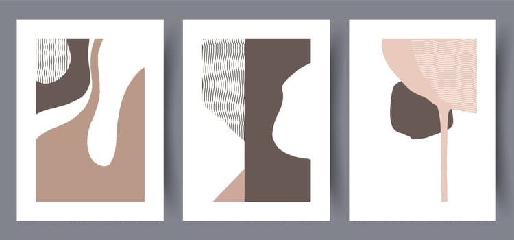 Printable wall art vector poster set. Hand drawn minimalism design for scandinavian interior.