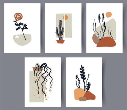 Abstract vector wall art background. Minimalistic abstract wall art background for print. Scandinavian vector style.