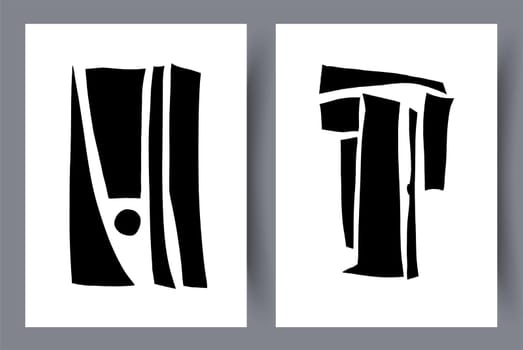 Scandinavian abstract vector print set. Minimalistic abstract wall art background for print. Scandinavian vector style.
