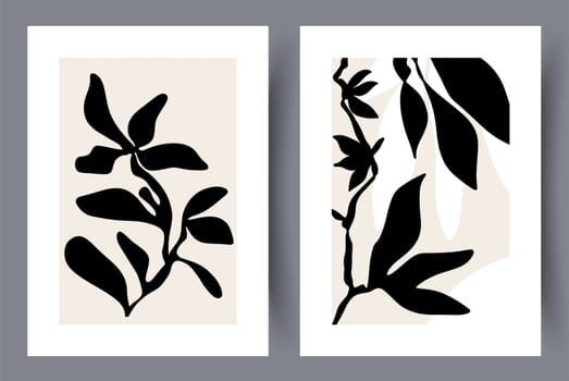 Printable wall art vector poster set. Hand drawn minimalism design for scandinavian interior.
