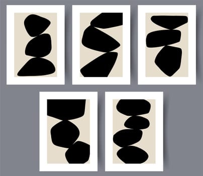 Scandinavian abstract vector print set. Minimalistic abstract wall art background for print. Scandinavian vector style.
