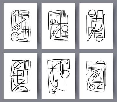 Scandinavian abstract vector print set. Minimalistic abstract wall art background for print. Scandinavian vector style.