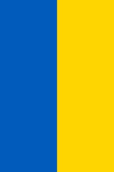 Vertical Ukraine flag. Official state symbol of country. Official RGB colors.
