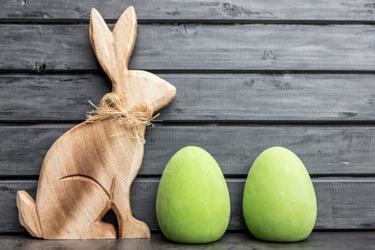 Traditional seasonal Easter holiday bunny and eggs
