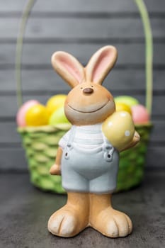 Traditional seasonal Easter holiday bunny and eggs