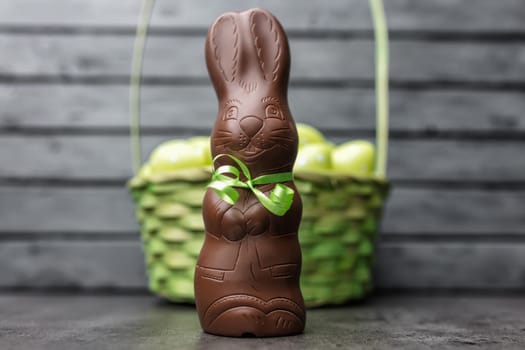 Delicious Easter holiday chocolate bunny, eggs and sweets