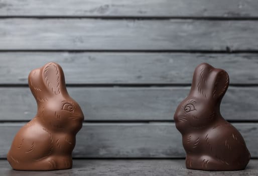 Delicious Easter holiday chocolate bunny, eggs and sweets