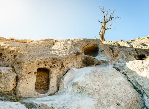 Ancient indian dwelling at Tsankawi - a part of Bandelier National Monument in New Mexico