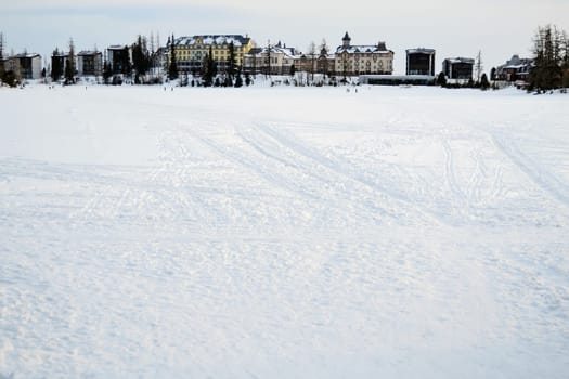 Frozen lake in High Tatra Mountains, Slovakia