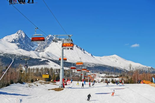 Ski lift in High Tatra Mountains, Slovakia