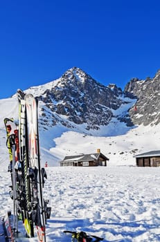 High Tatra Mountains in winter with cable car, Slovakia