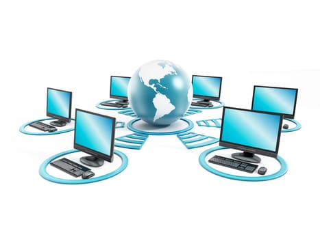 Global network with connected personel computers