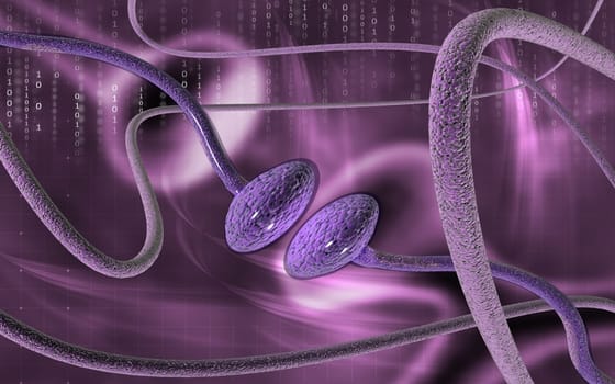 Digital illustration of synapse in colour background