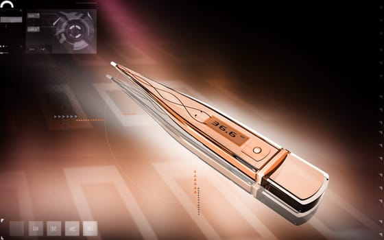 Digital illustration of thermometer in colour background