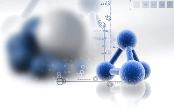 Digital illustration of molecules in colour background