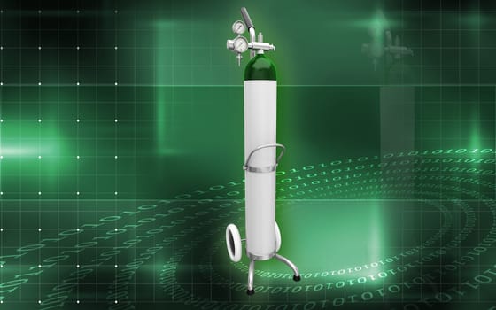 Digital illustration of oxygen cylinder in colour background