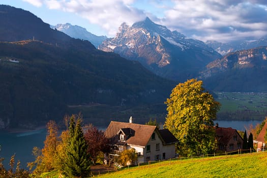 Amden's view of Lake Walensee and the Glarus Alps