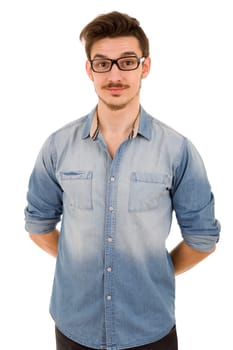 young happy casual man portrait, isolated on white