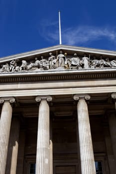 Detail of the exterior of the British Museum, London
