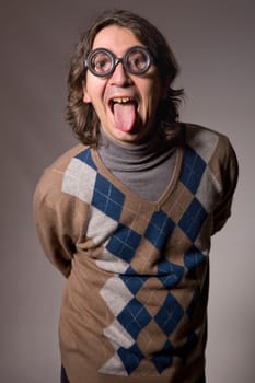teacher with funny glasses, studio picture