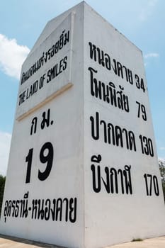 Kilometerstone Thailand,huge marking of distance to places in Thailand