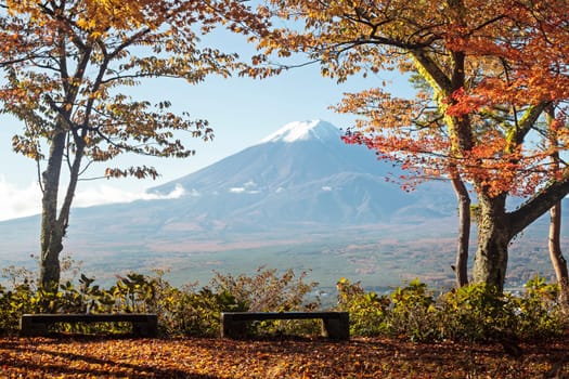Mt. Fuji with fall colors in japan for adv or others purpose use