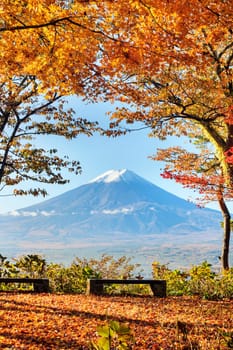 Mt. Fuji with fall colors in japan for adv or others purpose use