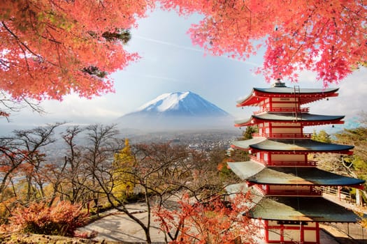 Mt. Fuji with fall colors in japan for adv or others purpose use